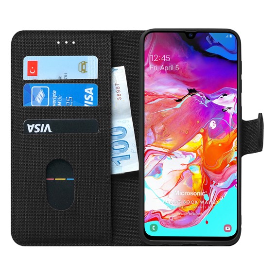 Microsonic Samsung Galaxy A70 Kılıf Fabric Book Wallet Siyah 1