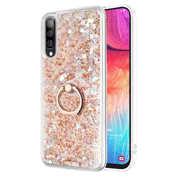 Microsonic Samsung Galaxy A70 Kılıf Glitter Liquid Holder Gold 1