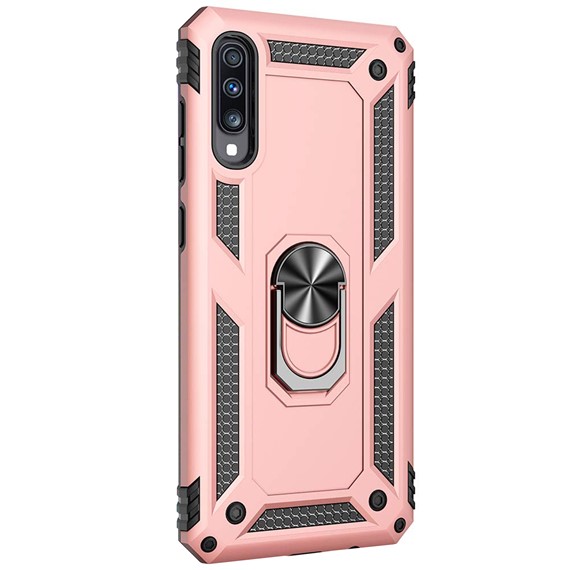 Microsonic Samsung Galaxy A70 Kılıf Military Ring Holder Rose Gold 2