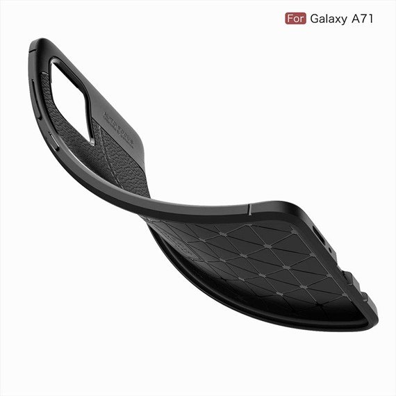 Microsonic Samsung Galaxy A71 Kılıf Deri Dokulu Silikon Lacivert 3