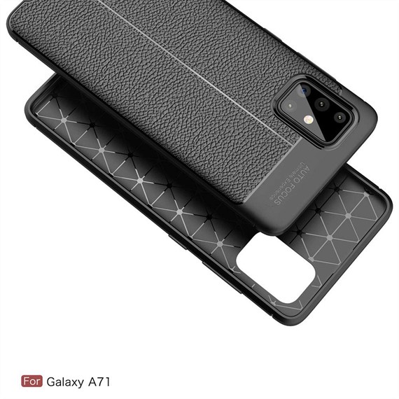 Microsonic Samsung Galaxy A71 Kılıf Deri Dokulu Silikon Lacivert 5