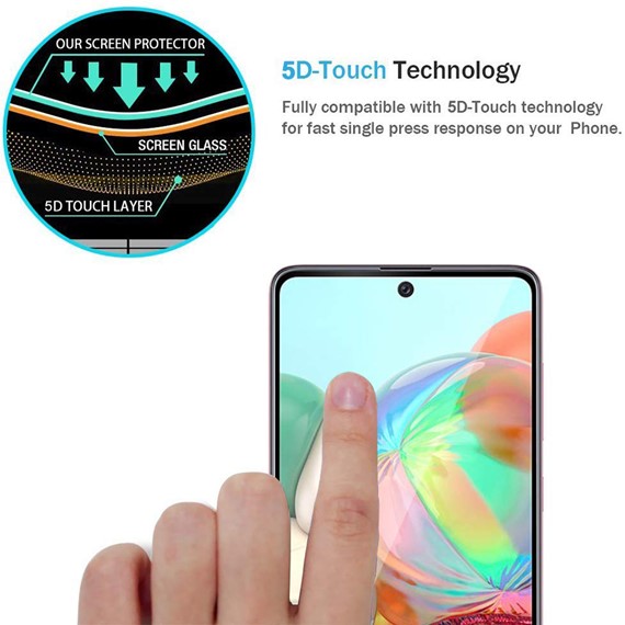 Microsonic Samsung Galaxy A71 Tam Kaplayan Temperli Cam Ekran Koruyucu Siyah 3