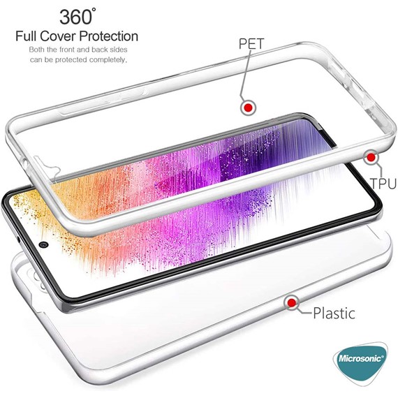 Microsonic Samsung Galaxy S23 Kılıf 6 Tarafı Tam Full Koruma 360 Clear Soft Şeffaf 3