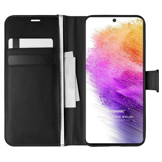 Microsonic Samsung Galaxy A73 5G Kılıf Delux Leather Wallet Siyah 1