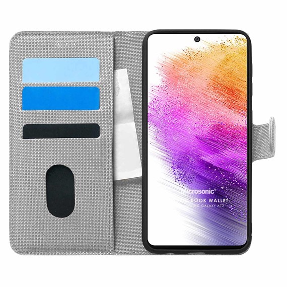 Microsonic Samsung Galaxy A73 5G Kılıf Fabric Book Wallet Gri 1