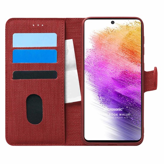 Microsonic Samsung Galaxy A73 5G Kılıf Fabric Book Wallet Kırmızı 1
