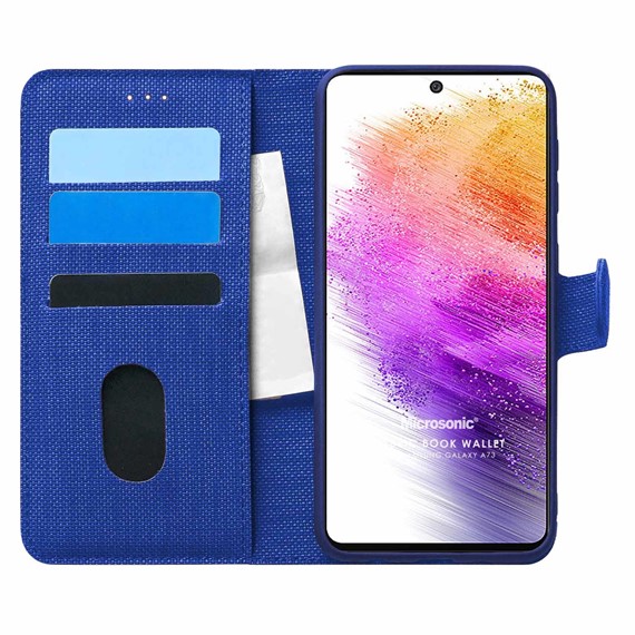 Microsonic Samsung Galaxy A73 5G Kılıf Fabric Book Wallet Lacivert 1