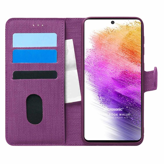 Microsonic Samsung Galaxy A73 5G Kılıf Fabric Book Wallet Mor 1