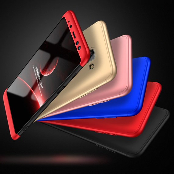 Microsonic Samsung Galaxy A8 Plus 2018 Kılıf Double Dip 360 Protective Siyah Kırmızı 4