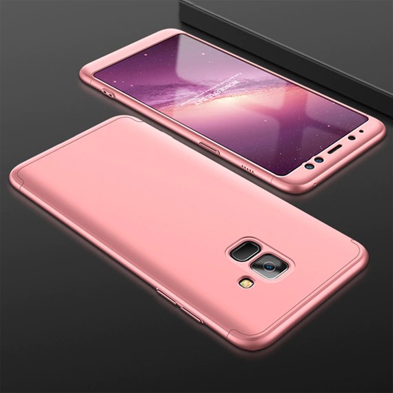 Microsonic Samsung Galaxy A8 Plus 2018 Kılıf Double Dip 360 Protective Rose Gold 3