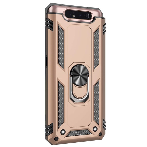 Microsonic Samsung Galaxy A80 Kılıf Military Ring Holder Gold 2