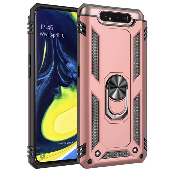 Microsonic Samsung Galaxy A80 Kılıf Military Ring Holder Rose Gold 1