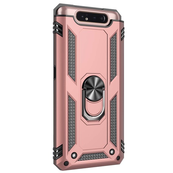 Microsonic Samsung Galaxy A80 Kılıf Military Ring Holder Rose Gold 2