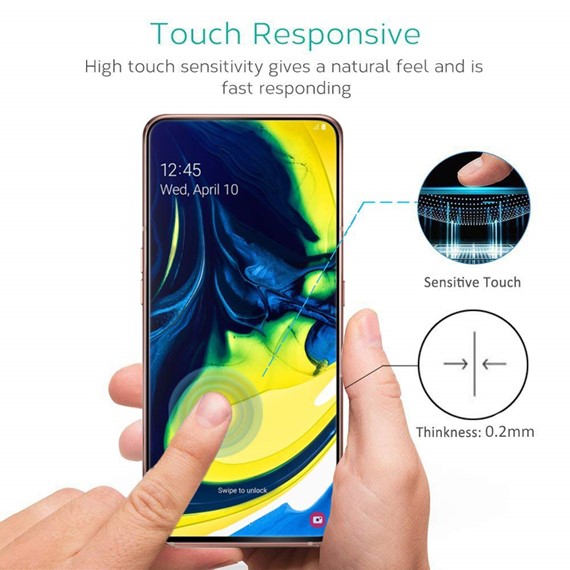 Microsonic Samsung Galaxy A80 Tam Kaplayan Temperli Cam Ekran koruyucu Siyah 2