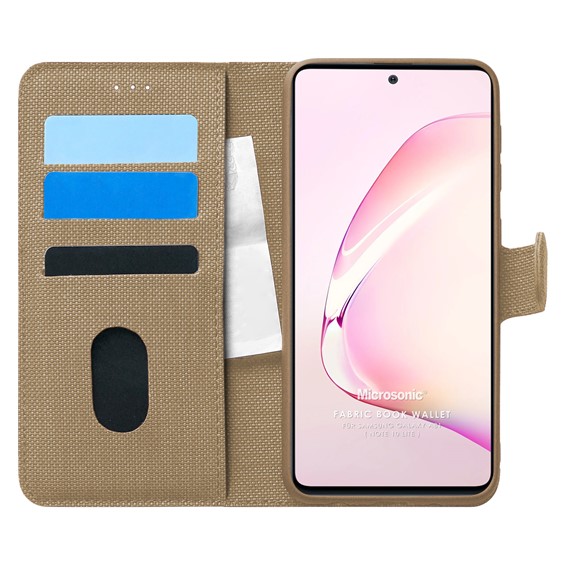 Microsonic Samsung Galaxy A81 Kılıf Fabric Book Wallet Gold 1