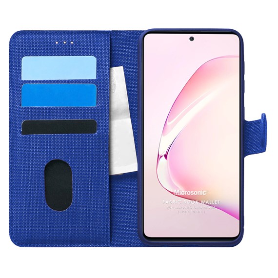 Microsonic Samsung Galaxy A81 Kılıf Fabric Book Wallet Lacivert 1