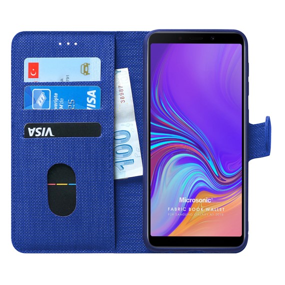 Microsonic Samsung Galaxy A9 2018 Kılıf Fabric Book Wallet Lacivert 1