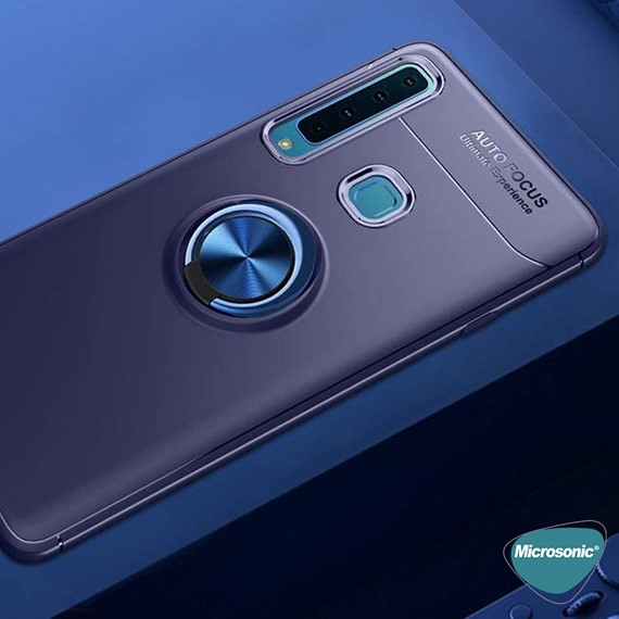 Microsonic Samsung Galaxy A9 2018 Kılıf Kickstand Ring Holder Lacivert 5