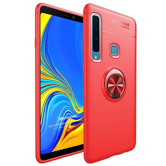 Microsonic Samsung Galaxy A9 2018 Kılıf Kickstand Ring Holder Kırmızı 1