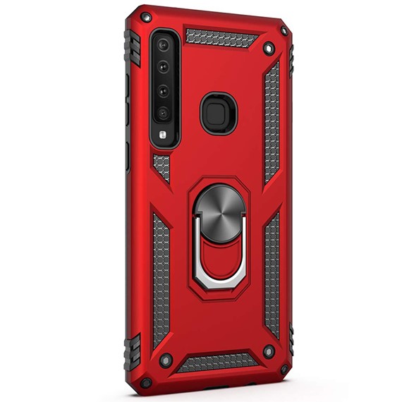 Microsonic Samsung Galaxy A9 2018 Kılıf Military Ring Holder Kırmızı 2