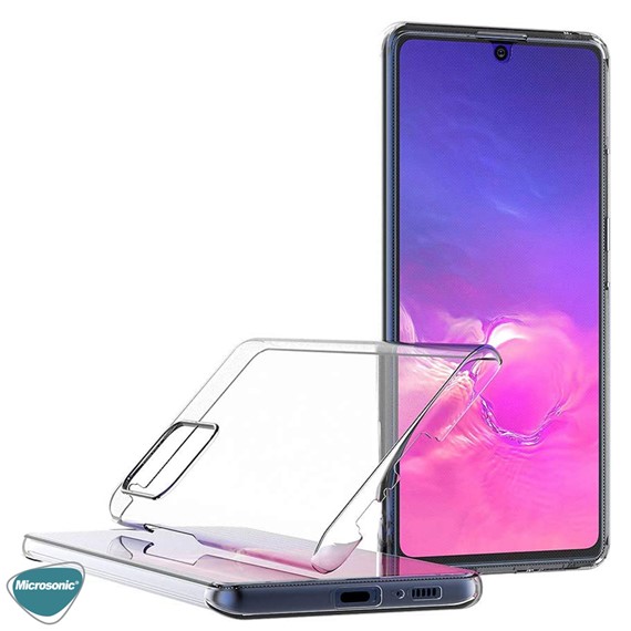 Microsonic Samsung Galaxy A91 Kılıf 6 tarafı tam full koruma 360 Clear Soft Şeffaf 2