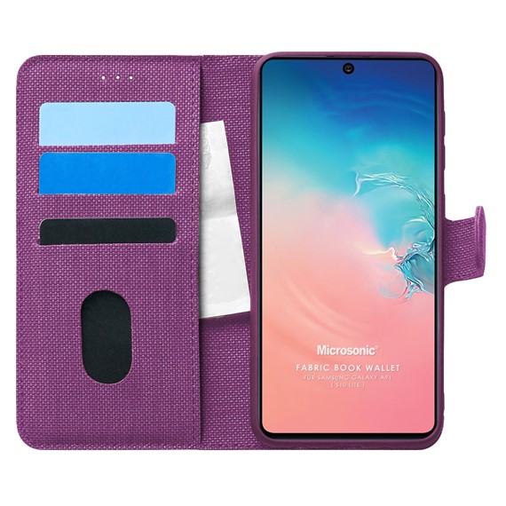 Microsonic Samsung Galaxy A91 Kılıf Fabric Book Wallet Mor 1