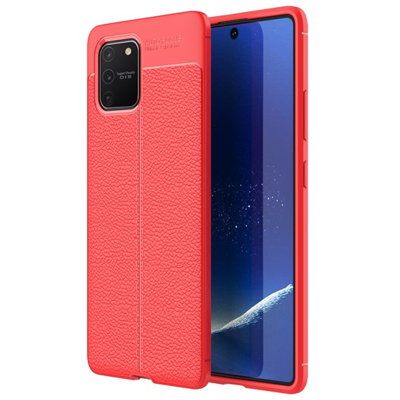 Microsonic Samsung Galaxy A91 S10 Lite Kılıf Deri Dokulu Silikon Kırmızı 1