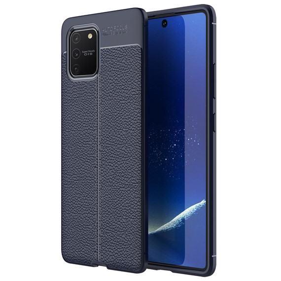 Microsonic Samsung Galaxy A91 S10 Lite Kılıf Deri Dokulu Silikon Lacivert 1