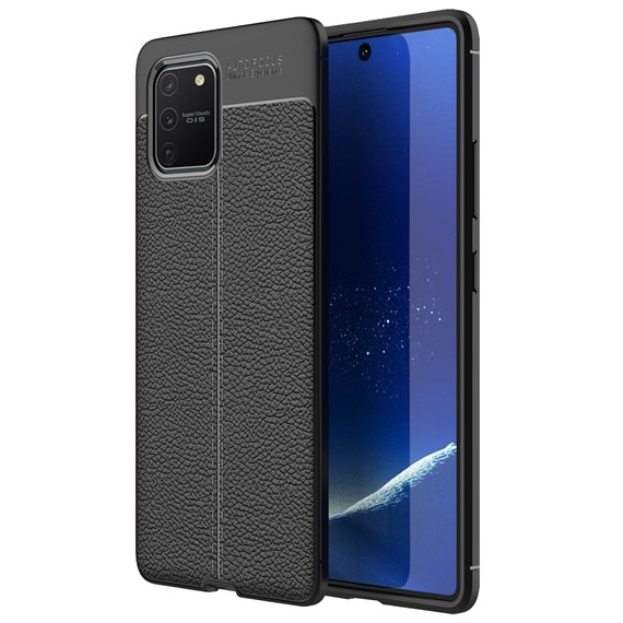 Microsonic Samsung Galaxy A91 S10 Lite Kılıf Deri Dokulu Silikon Siyah 1