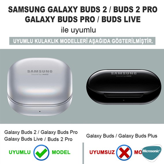 Microsonic Samsung Galaxy Buds 2 Pro Kılıf Askılı Mat Silikon Beyaz 2