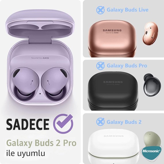 Microsonic Samsung Galaxy Buds 2 Pro Kulaklık Askılı Kılıf Neck Rope Silicone Beyaz 2