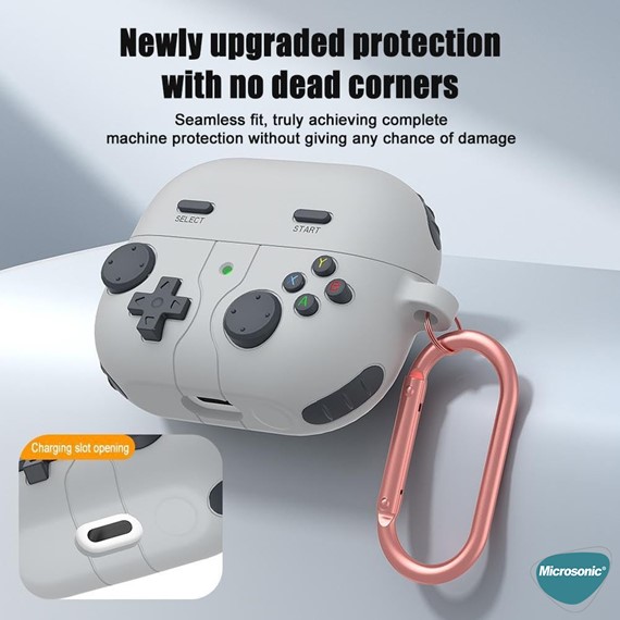 Microsonic Samsung Galaxy Buds 3 Pro Kılıf Cartoon Figürlü Silikon Retro Gameboy Siyah 4