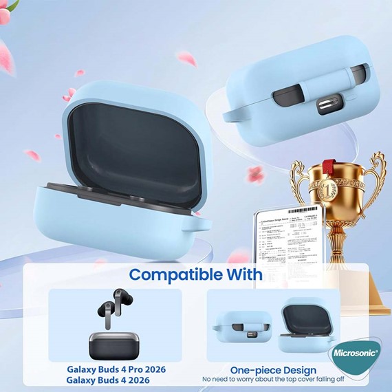 Microsonic Samsung Galaxy Buds 4 Pro Kılıf Askılı Mat Silikon Lacivert 2