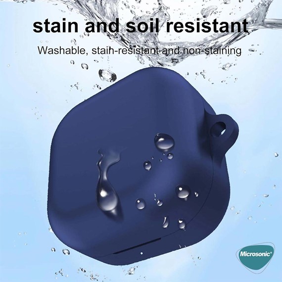 Microsonic Samsung Galaxy Buds 4 Pro Kılıf Askılı Mat Silikon Lacivert 7