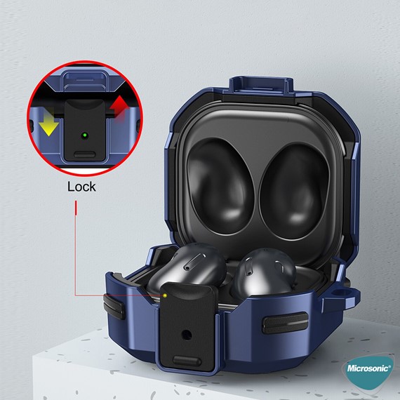 Microsonic Samsung Galaxy Buds 2 Pro Kılıf Darbeye Dayanıklı Sert Koruyucu Askılık Asker Yeşili 7