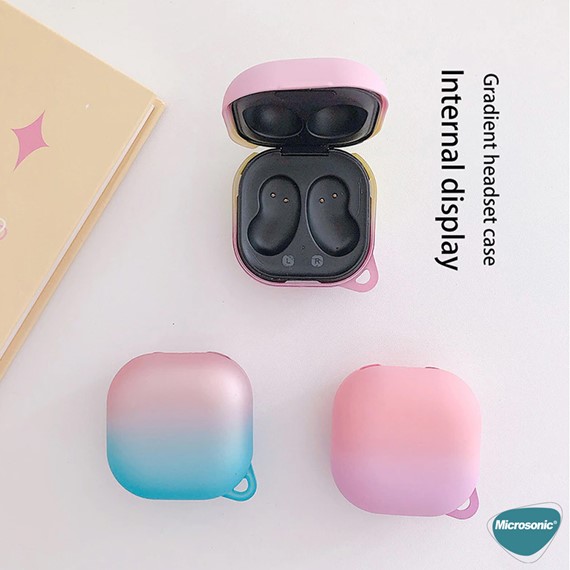 Microsonic Samsung Galaxy Buds 2 Kılıf Degrade Rubber Lila Pembe 5