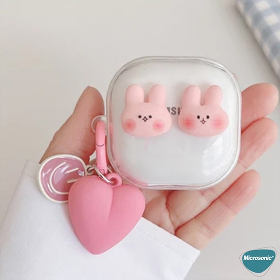 Microsonic Samsung Galaxy Buds Pro Kılıf Rabbit Figürlü Şeffaf 2