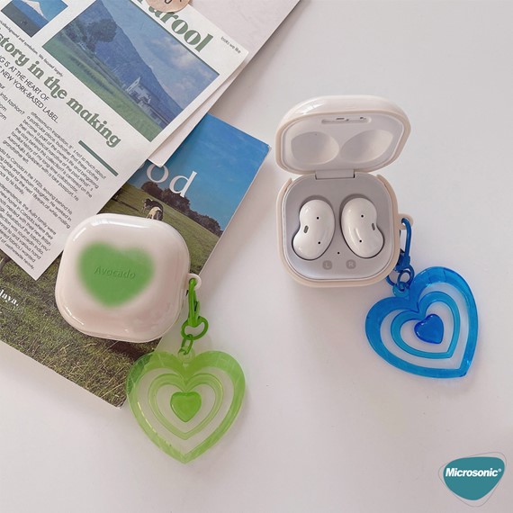 Microsonic Samsung Galaxy Buds 2 Kılıf Süslü Renkli Kalp Desenli Mor 5