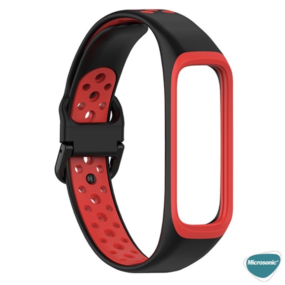 Microsonic Samsung Galaxy Fit 2 R220 Rainbow Sport Band Kordon Siyah Kırmızı 3