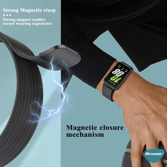 Microsonic Samsung Galaxy Fit 3 Milanese Loop Kordon Siyah 2