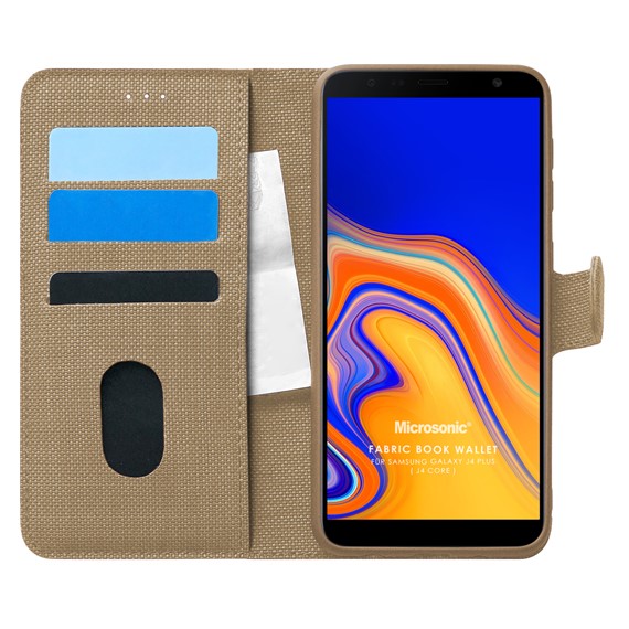 Microsonic Samsung Galaxy J4 Core Kılıf Fabric Book Wallet Gold 1