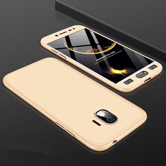Microsonic Samsung Galaxy J4 Kılıf Double Dip 360 Protective Gold 3