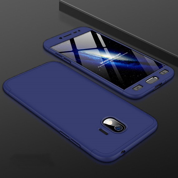 Microsonic Samsung Galaxy J4 Kılıf Double Dip 360 Protective Lacivert 3