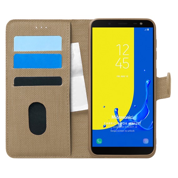 Microsonic Samsung Galaxy J6 Kılıf Fabric Book Wallet Gold 1