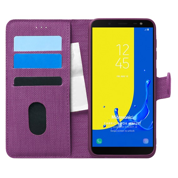 Microsonic Samsung Galaxy J6 Kılıf Fabric Book Wallet Mor 1