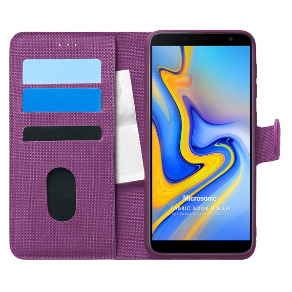 Microsonic Samsung Galaxy J6 Plus Kılıf Fabric Book Wallet Mor 1