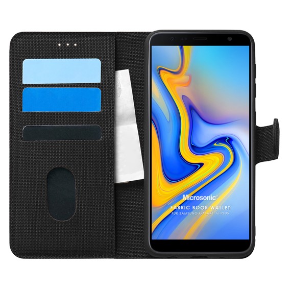 Microsonic Samsung Galaxy J6 Plus Kılıf Fabric Book Wallet Siyah 1