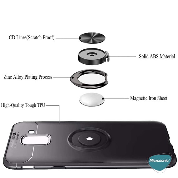 Microsonic Samsung Galaxy J6 Plus Kılıf Kickstand Ring Holder Kırmızı 4