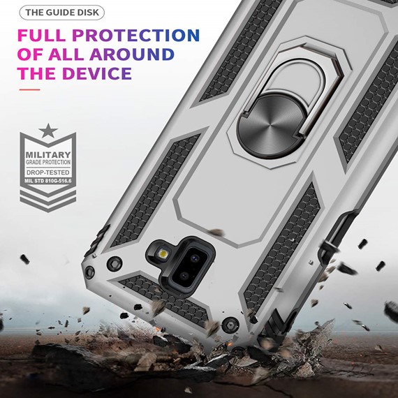 Microsonic Samsung Galaxy J6 Plus Kılıf Military Ring Holder Lacivert 3