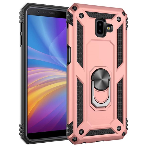 Microsonic Samsung Galaxy J6 Plus Kılıf Military Ring Holder Rose Gold 1